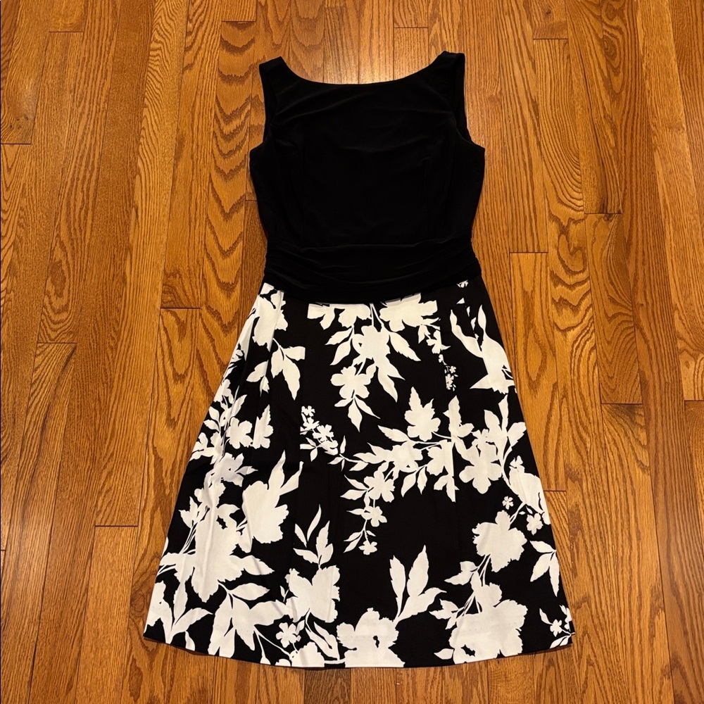 American Living Black and White Floral Midi Dress